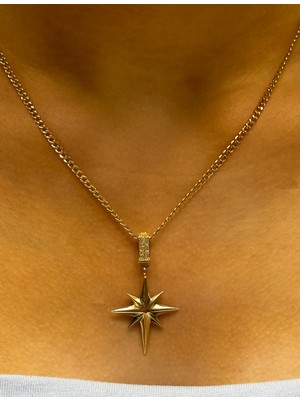 Güler Kuyumculuk Altın Kutup Yıldız Kolye Uçlu Gurmet Zincir