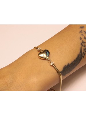 Güler Kuyumculuk Altın Kalpli Balık Sırtı Italyan Bileklik
