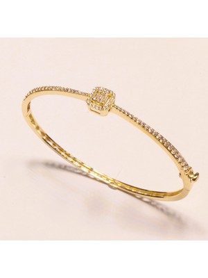 Güler Kuyumculuk 14 Ayar Altın Baget Taşlı Kelepçe Bilezik