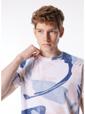 Guess Bisiklet Yaka Baskılı Krem Erkek T-Shirt M4GI13I3Z14P0GL_SS Cn Aop Tee - Mıd