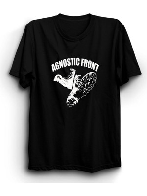 The Fame Agnostic Front, Boot, Rock Metal Müzik Grubu Baskılı, %100 Pamuk Tişört