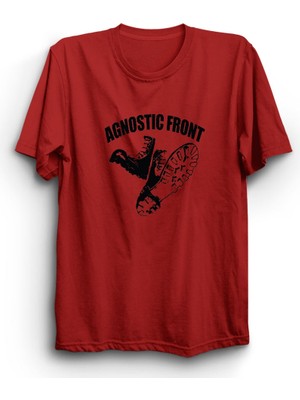 The Fame Agnostic Front, Boot, Rock Metal Müzik Grubu Baskılı, %100 Pamuk Tişört
