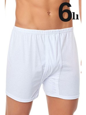 Marmara Erkek Paçalı Külot Boxer 6'lı Paket %100 Pamuk Penye Beyaz - L