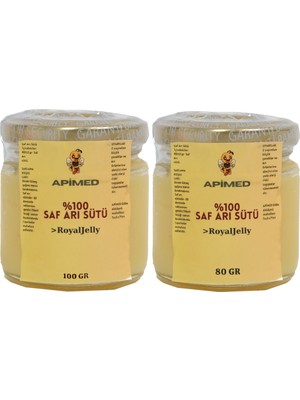 Apimed APİMED Saf Arı Sütü 100+80gr – Toplu Alım Fırsatı, Strafor Kutuda Soğuk Zincirli Gönderim + Tahta Kaşık Hediyeli