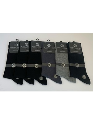 Alessa Socks Bambu Çorap Burun Dikişsiz Garson Boy 38-40 Düz 6 Çift Karışık Renk Çorap