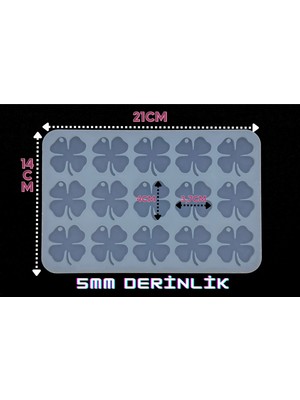 Epoksi Silikon Kalıp / 15li Yonca Anahtarlık Kalıbı