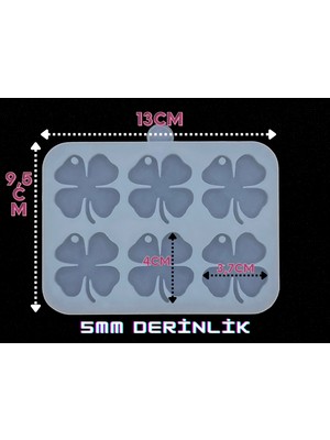 Epoksi Silikon Kalıp / 6lı Yonca Anahtarlık Kalıbı