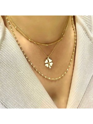 By Burak Gold Yeşil Beyaz Yonca Kolye Ucu – KLU0365