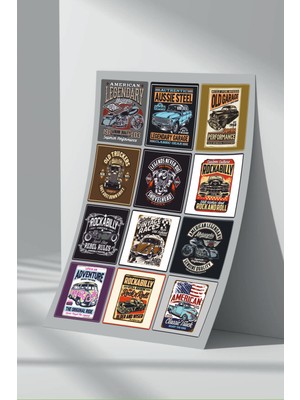 Stickermarket Amerikan Retro Araba Sticker Seti (2)