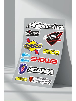 Stickermarket Sponsor Motosiklet Bisiklet Araç Sticker Seti (16)