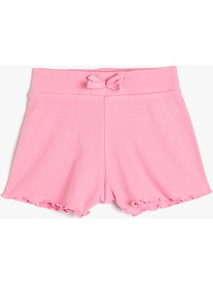 Koton Fırfırlı Şort Beli Lastikli Ribanalı Pamuklu