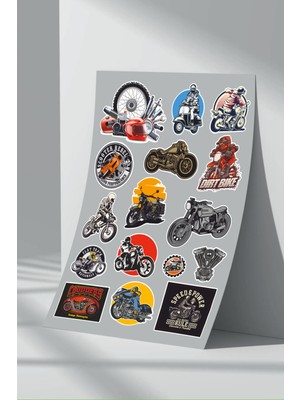 Stickermarket Motosiklet Karışık Sticker Seti (9)