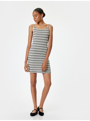 Koton Mini Elbise Ip Askılı Bisiklet Yaka Slim Fit