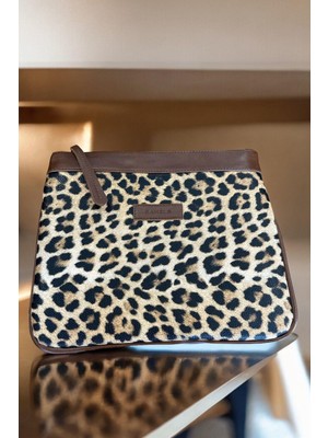 Bahels Leopar Özel Tasarım Kadın Portföy & Clutch Çanta