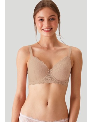 2'li Ekonomik Paket Nude-Kahve 6224 Barcelona Toparlayıcı Dantel Sütyen Set D Cup Seçeneğiyle