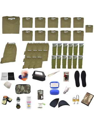 Mrc Tactical Acemi 12'li - Bedelli Askerlik Yaz ve Kış 2024 Seti Fanila Don Boxer Çorab Tıraş Çantası Asker Tişörtü Çorap