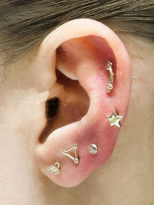 Güler Kuyumculuk 14 Ayar Altın Piercing Tragus Küpe