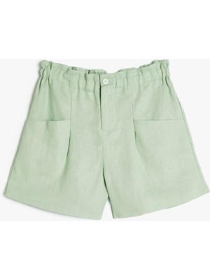 Koton Keten Şort Beli Lastikli Cepli