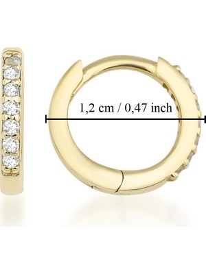 Kairos Jewelry 14 Ayar Altın Diamond Huggie Hoop Küpe KRS-K18-14GEZ