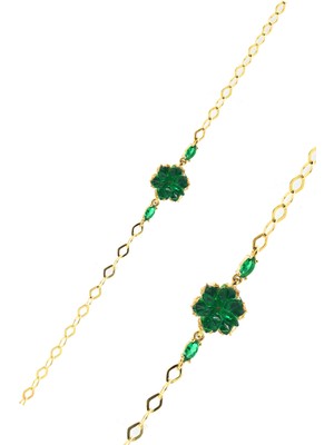 Midyat Nurtaş Gümüş Zümrüt Taşlı Gold Kaplama 925 Ayar Gümüş Kadın Bileklik 201023068