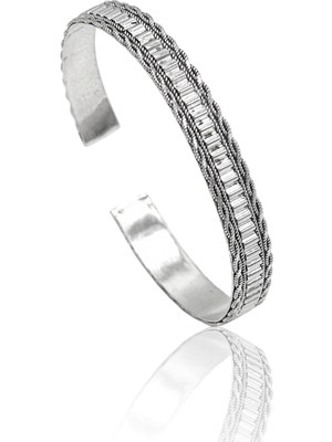 Midyat Nurtaş Gümüş Yöresel Işlemeli 925 Ayar Saf Gümüş Kadın Hasır Bileklik 201023133