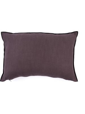 Siyah Overloklu Antrasit 35x55 cm Dikdörtgen Kırlent Kılıfı