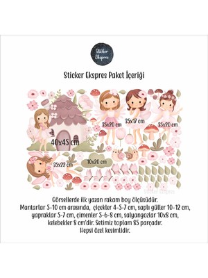 Sticker Ekspres Pastel Peri Kızları Peri Kızı Çocuk Odası Duvar Sticker