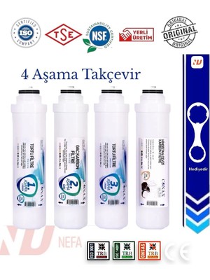 Conax Class Tak Çevir 4 Aşamalı Filtre Seti, Nsf Onaylı, Anahtar Hediyeli