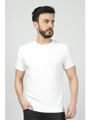 Cazador B.yaka K.kol  Erkek T-Shirt 4161 Ekru