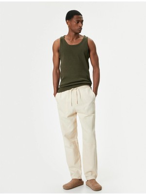 Koton 4SAM30007MK 871 Hakı Erkek Jersey Kolsuz T-Shırt