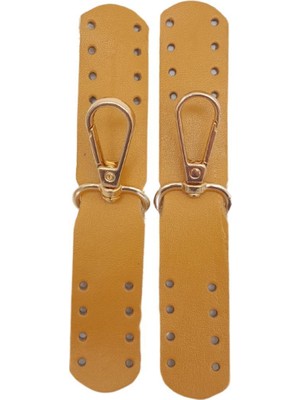 Angel Çanta Aksesuar Gerçek Deri Kanatlı Kancalı Böce Hardal Renk Light Gold Metalli