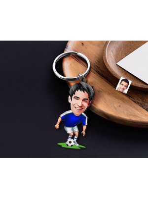Bk Gift Kişiye Özel Futbolcu Karikatürlü Ahşap Anahtarlık-11 Sevgiliye Hediye, Arkadaşa Hediye, Doğum Günü Hediyesi