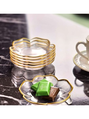 İnova Home Gold Detaylı Selin Mini Cam Çerezlik-Sosluk Takımı 6'lı