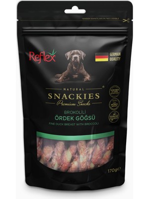 Reflex Snackies 170 gr Brokolili Ördek Göğsü Lezzetli ve Besleyici Atıştırmalık Köpekler İçin