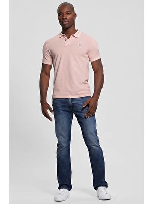 Guess Erkek Washed Ss Polo Yaka Pembe T-Shirt