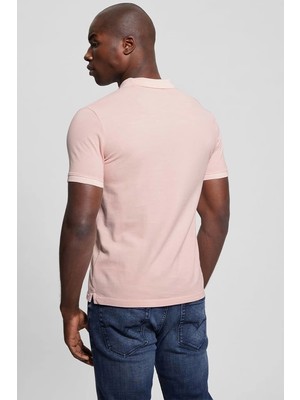 Guess Erkek Washed Ss Polo Yaka Pembe T-Shirt