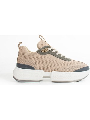 Seniorah Satürn Bej Triko Kumaş Kadın Spor Ayakkabı