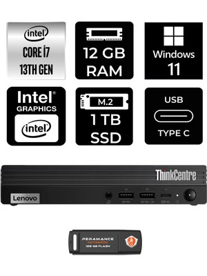 Lenovo Thinkcentre M70Q Gen 4 Intel Core I7 13700T 12GB 1tb SSD W11H 12E30015TR Mini Pc & Per4 USB Bellek 12E30015TRP358