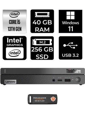 Lenovo Thinkcentre 50Q Gen 4 Intel Core I5 13420H 40GB 256GB SSD W11H 12LN0048TR Mini Pc & Per4 USB Bellek 12LN0048TRP386