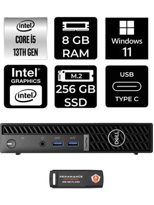 Dell Optiplex 7010MFF Intel Core I5 13500T 8gb 256GB SSD W11H N007O7010MFF Mini Pc & Per4 USB Bellek N007O7010MFFP351