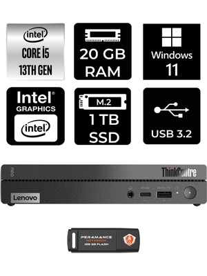 Lenovo Thinkcentre 50Q Gen 4 Intel Core I5 13420H 20GB 1tb SSD W11P 12LN0048TR Mini Pc & Per4 USB Bellek 12LN0048TRP418