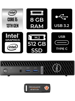 Dell Optiplex 7010MFF Intel Core I5 13500T 8gb 512GB SSD Fdos N002O7010MFF Mini Pc & Per4 USB Bellek N002O7010MFFP302