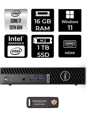 Dell Optiplex 7010MFF Intel Core I7 13700T 16GB 1tb SSD W11P N018O7010MFF Mini Pc & Per4 USB Bellek N018O7010MFFP413