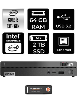 Lenovo Thinkcentre 50Q Gen 4 Intel Core I5 13420H 64GB 2tb SSD Fdos 12LN0048TR Mini Pc & Per4 USB Bellek 12LN0048TRP349
