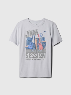 Gap Erkek Çocuk Gri Grafikli T-Shirt