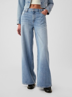 Gap Kadın Mavi Mid Rise Ultrasoft Baggy Jean Pantolon