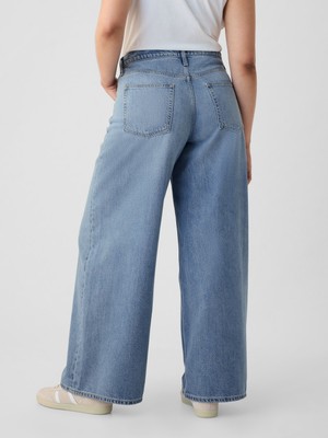 Gap Kadın Mavi Mid Rise Ultrasoft Baggy Jean Pantolon