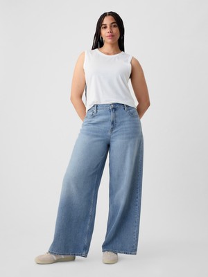 Gap Kadın Mavi Mid Rise Ultrasoft Baggy Jean Pantolon