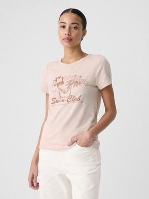 Gap Kadın Pembe Foreversoft Grafikli T-Shirt