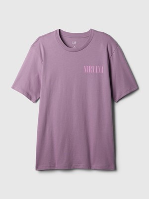 Gap Erkek Lila Nirvana Grafikli T-Shirt